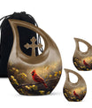 Cross Drop Cardinal Bird design on Large Cremation Urn,