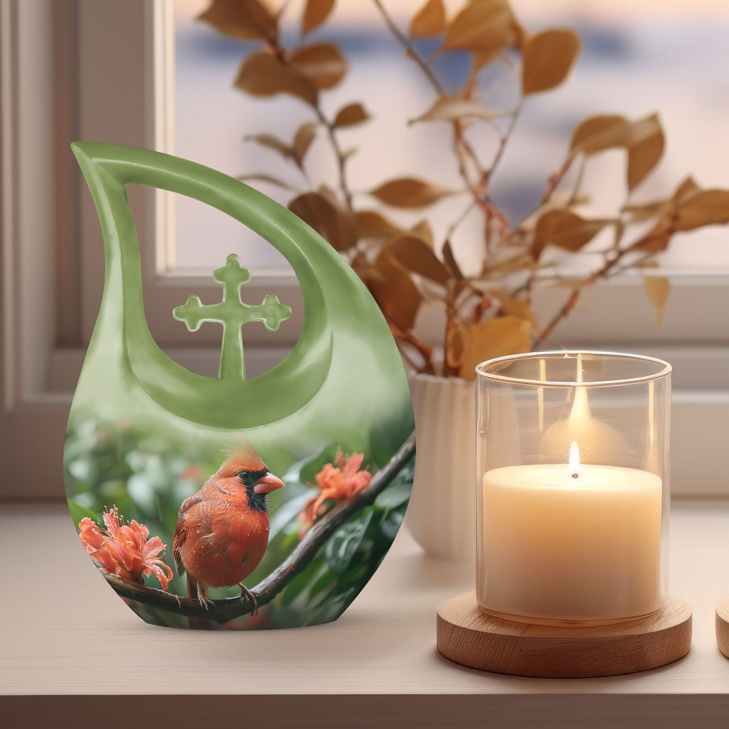 Cardinal Bird urn