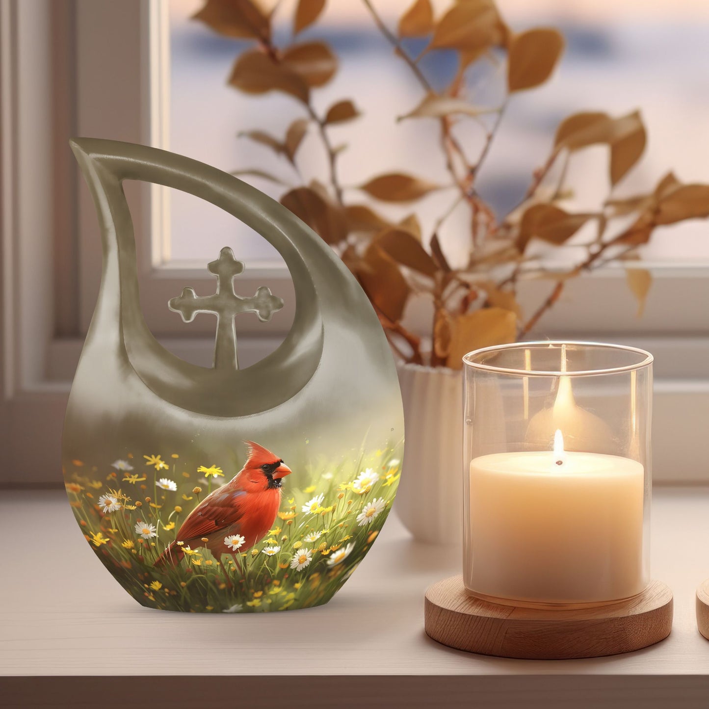 Cardinal Bird Urn