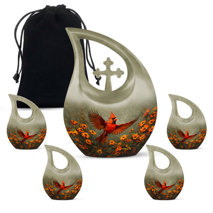 Cardinal Bird themed Cross Drop Large Urn
