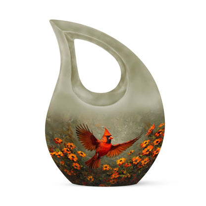 Cardinal Bird themed Cross Drop Large Urn