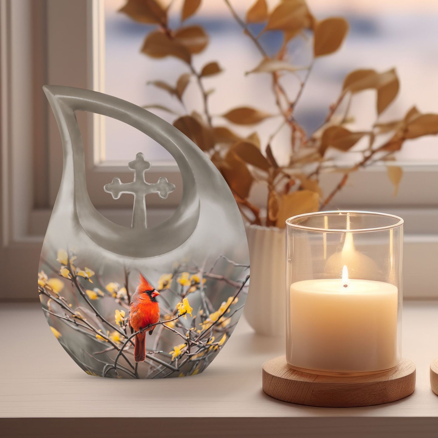 Cardinal Bird Urn