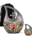 Cardinal Bird Theme Large Urn With 1 Keepsake Urn