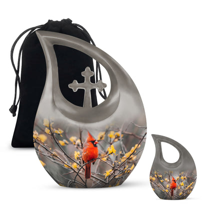 Cardinal Bird Theme Large Urn With 1 Keepsake Urn