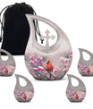 Cardinal Bird Theme Large Urn With 4 Keepsake Urn