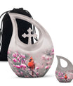 Cardinal Bird Theme Large Urn With 1 Keepsake Urn