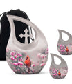 Cardinal Bird Theme Large Urn With 2 Keepsake Urn