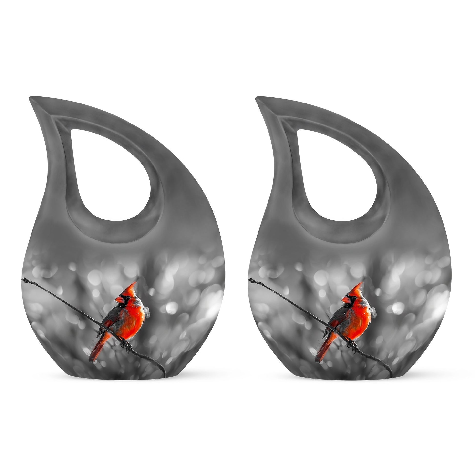 Cardinal Bird themed Cross Drop urn for ashes