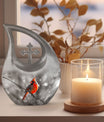 Cardinal Bird themed Cross Drop urn for ashes