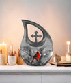 Cardinal Bird themed Cross Drop urn for ashes