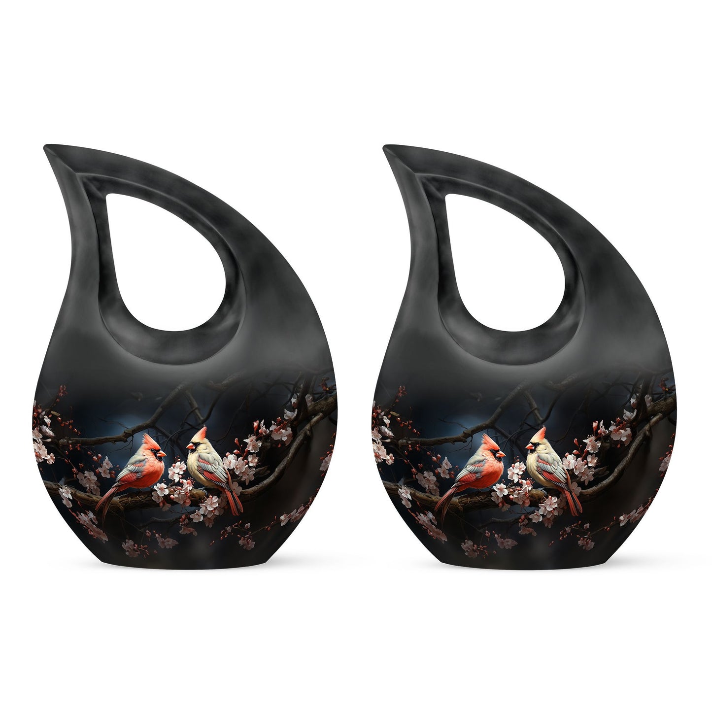 Cardinal Bird Urn with Cross Drop design, affordable funeral choice