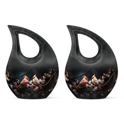 Cardinal Bird Urn with Cross Drop design, affordable funeral choice