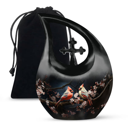 Cardinal Bird Theme Large Urn 10 Inch