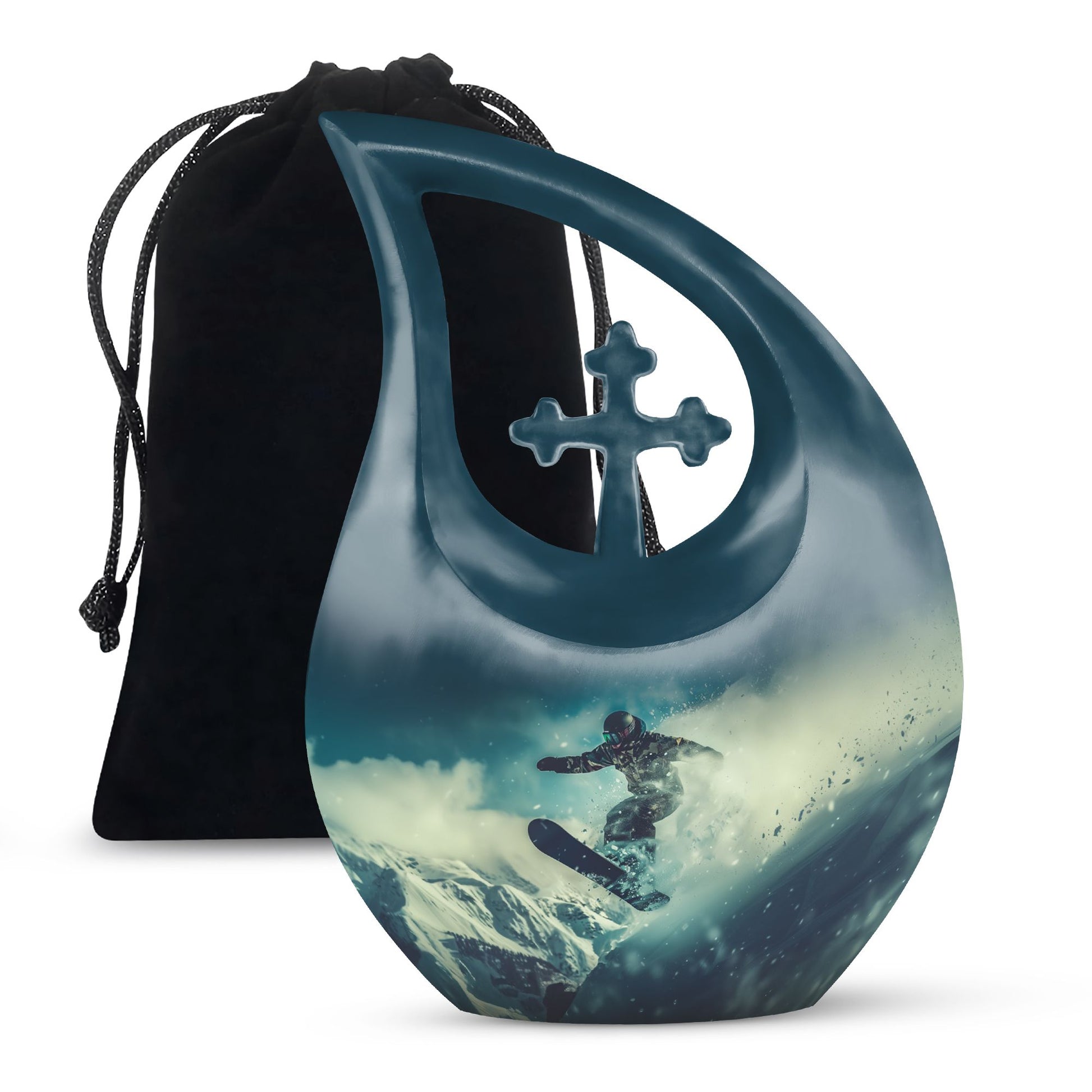 Snowboarding Theme Large Urn 10 Inch