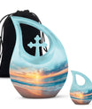 Sunset Beach Theme Large Urn With 1 Keepsake Urn