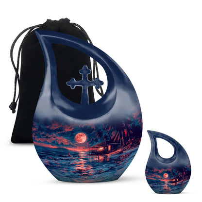 Night Beach Theme Large Urn With 1 Keepsake Urn
