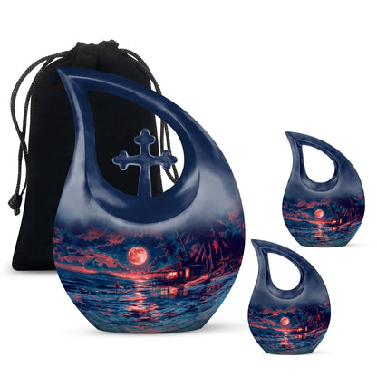 Night Beach Theme Large Urn With 2 Keepsake Urn
