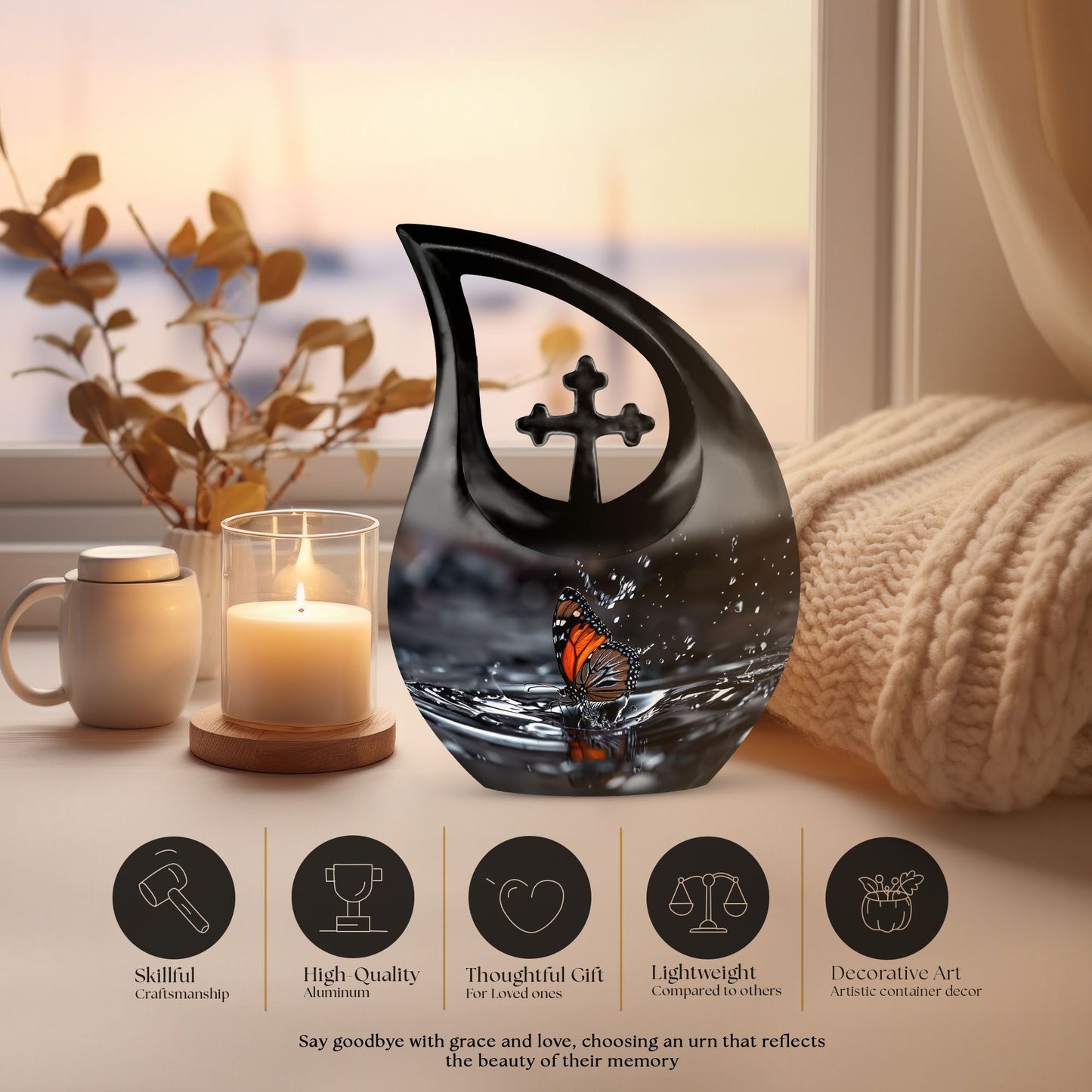 10-inch Butterfly Urn