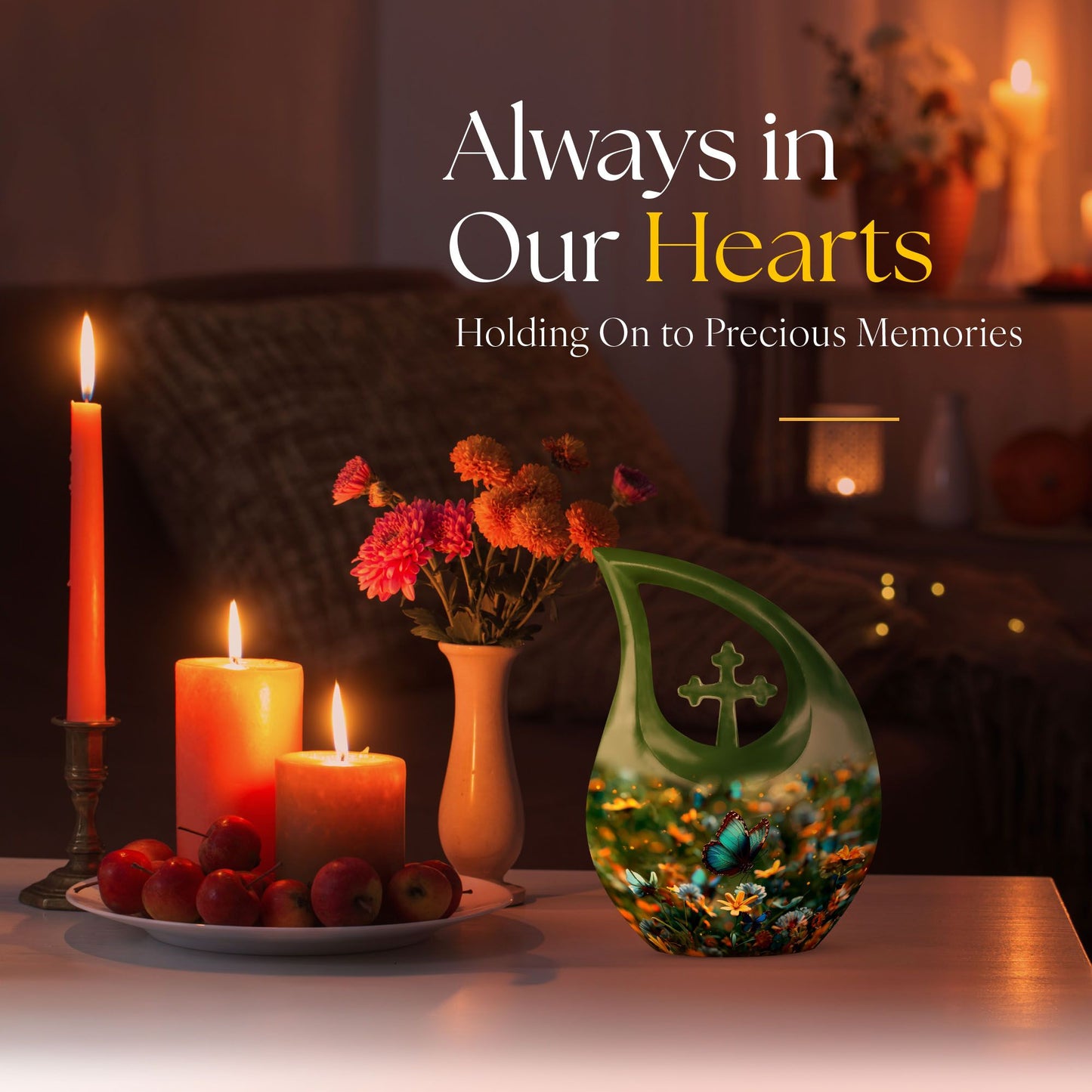10-inch Butterfly themed Cross Drop urn