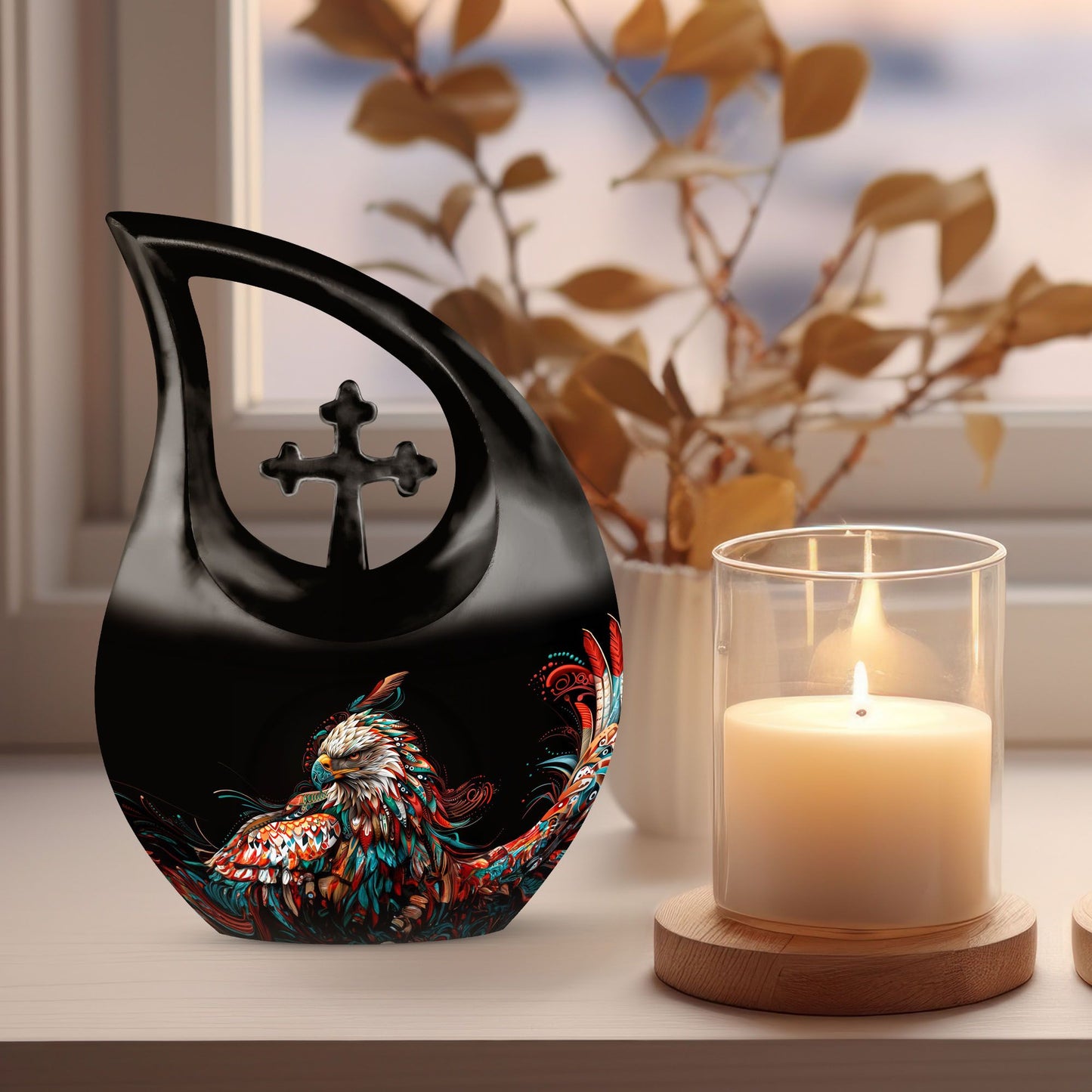 Eagle Urn with Cross Drop design