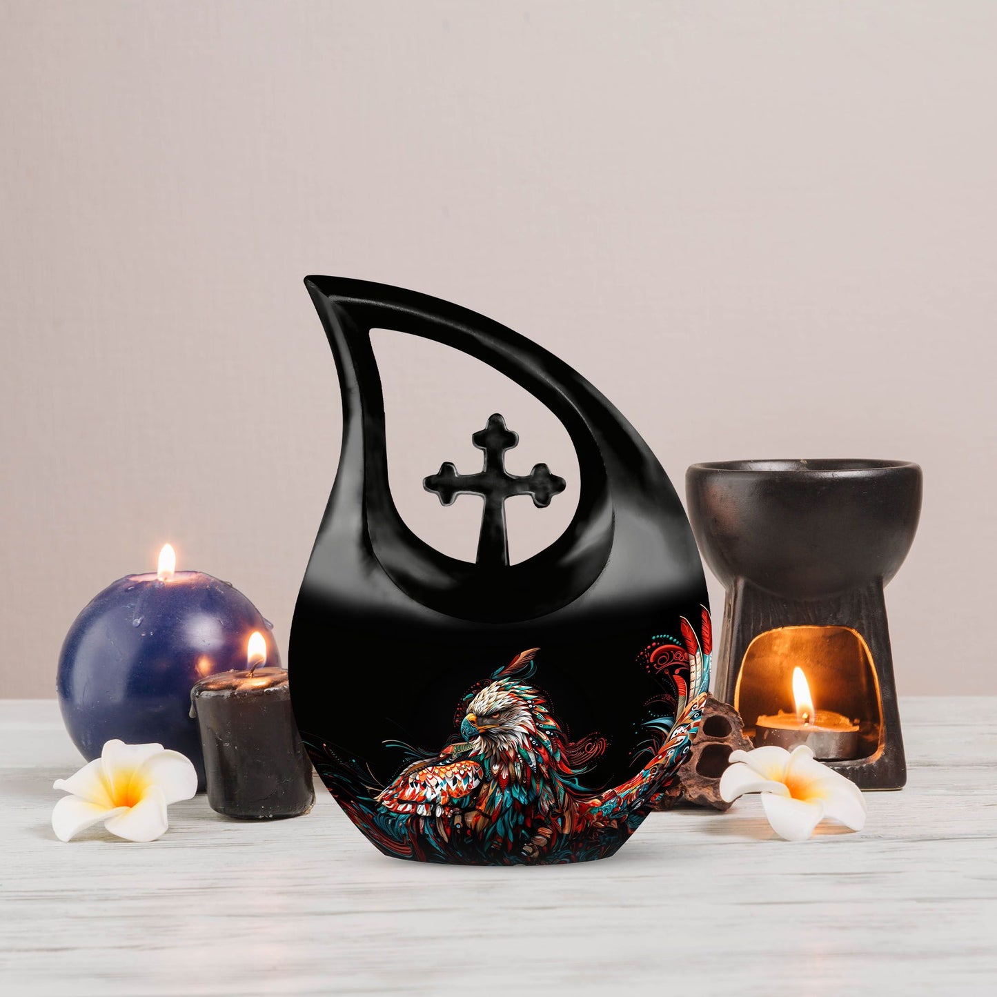 Eagle Urn with Cross Drop design