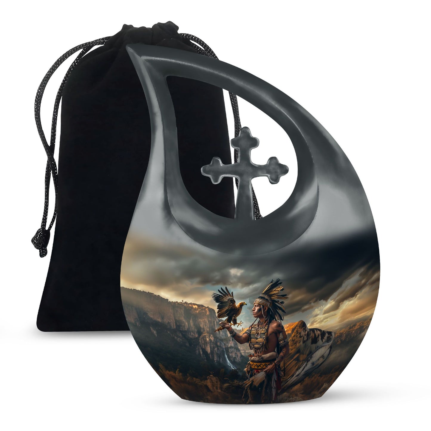 Tribe Man Theme Large Urn 10 Inch