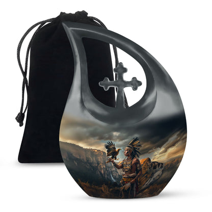 Tribe Man Theme Large Urn 10 Inch