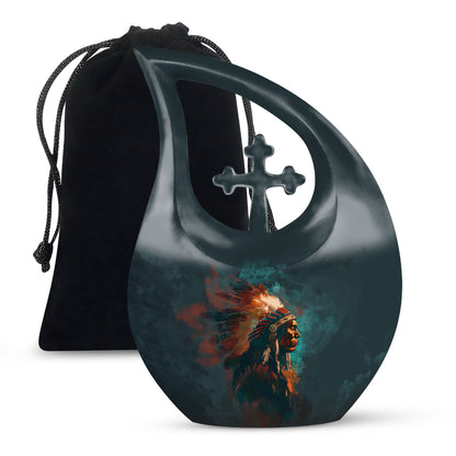 Tribe Man Theme Large Urn 10 Inch