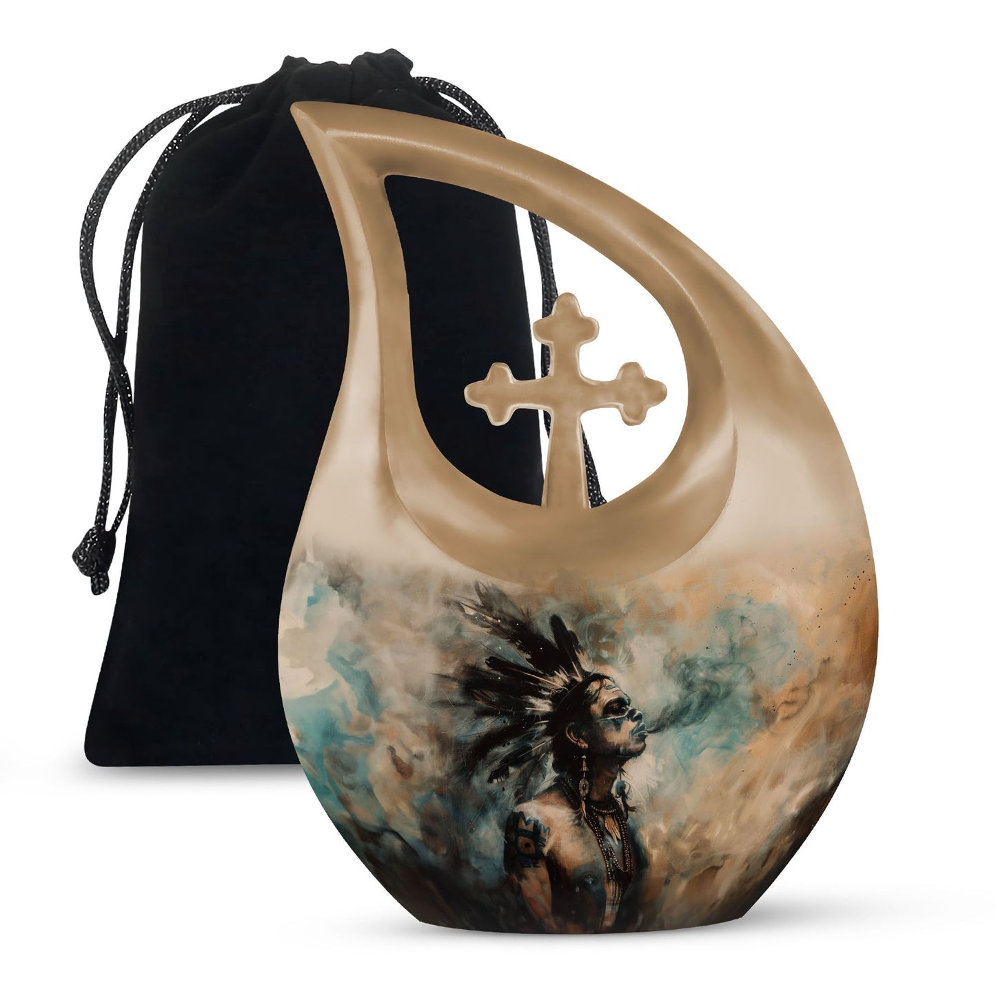Tribe Man Theme Large Urn 10 Inch