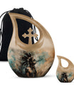 Tribe Man Theme Large Urn With 1 Keepsake Urn
