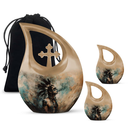 Tribe Man themed Cross Drop Urn