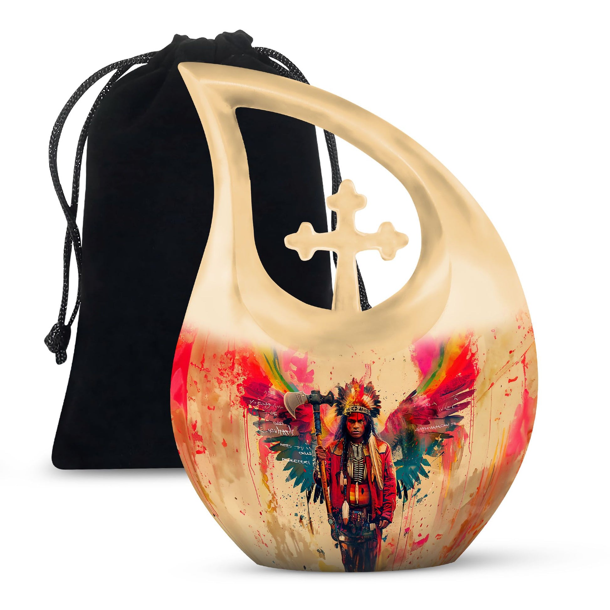 Tribe Man Theme Large Urn 10 Inch