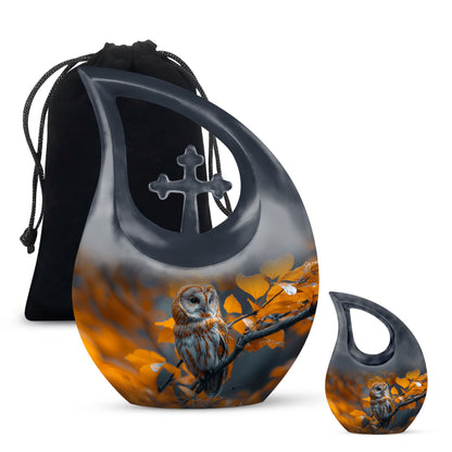 Owl Theme Large Urn With 1 Keepsake Urn
