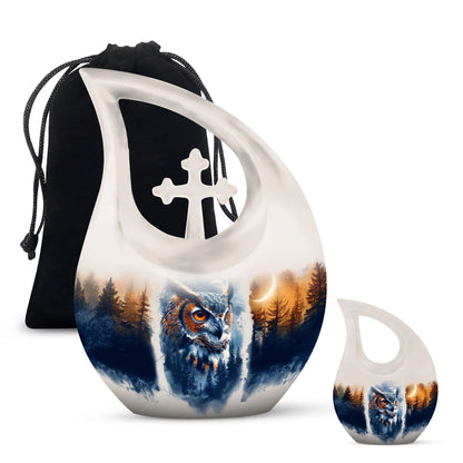 Owl Theme Large Urn With 1 Keepsake Urn