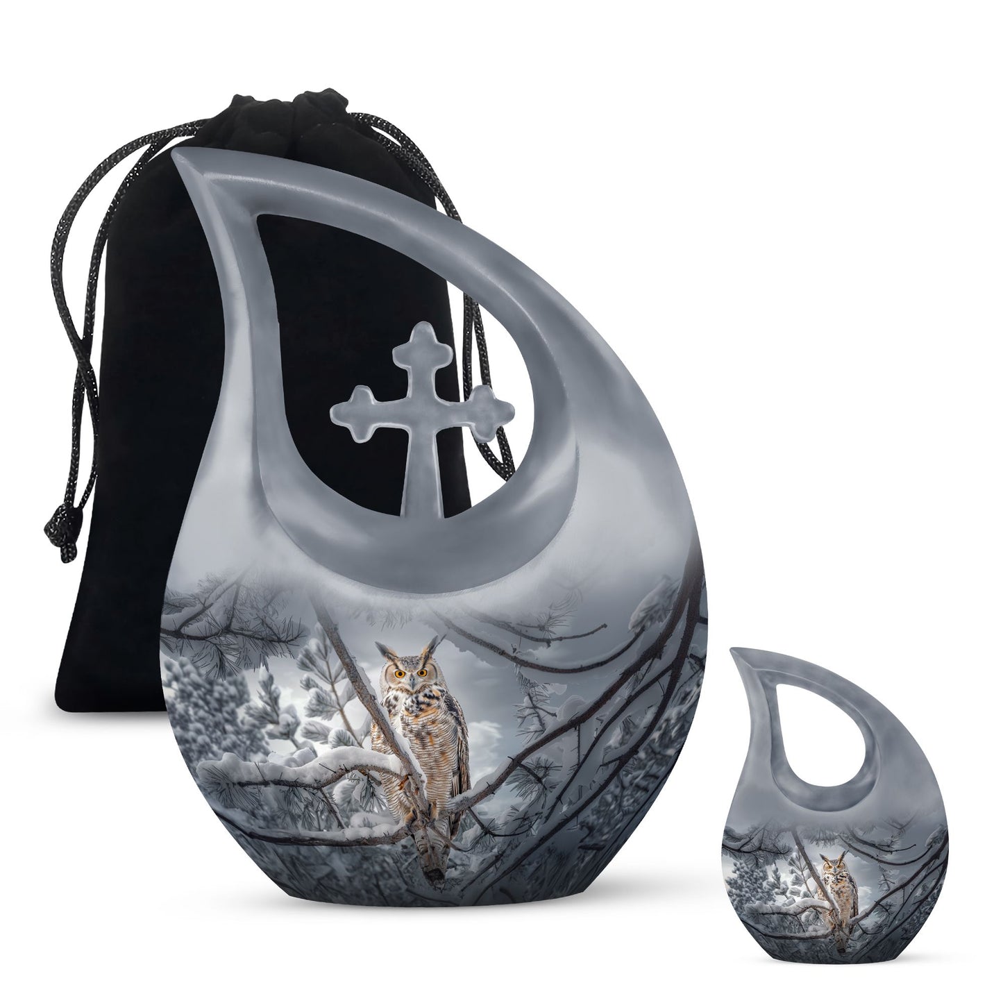 Owl Theme Large Urn With 1 Keepsake Urn