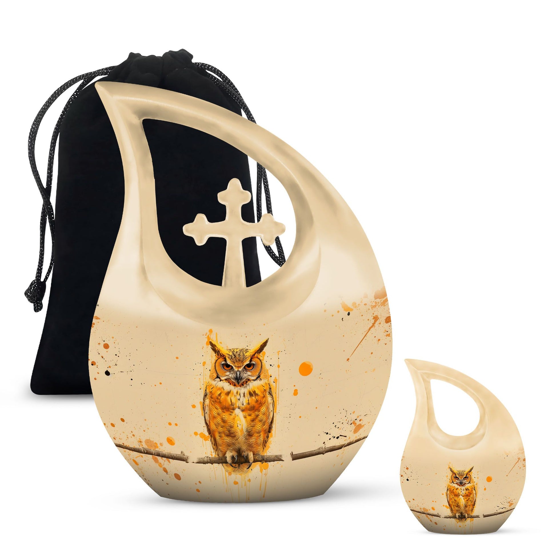 Owl Theme Large Urn With 1 Keepsake Urn