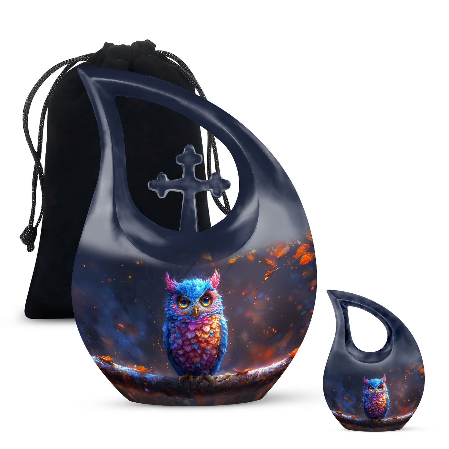 Owl Theme Large Urn With 1 Keepsake Urn