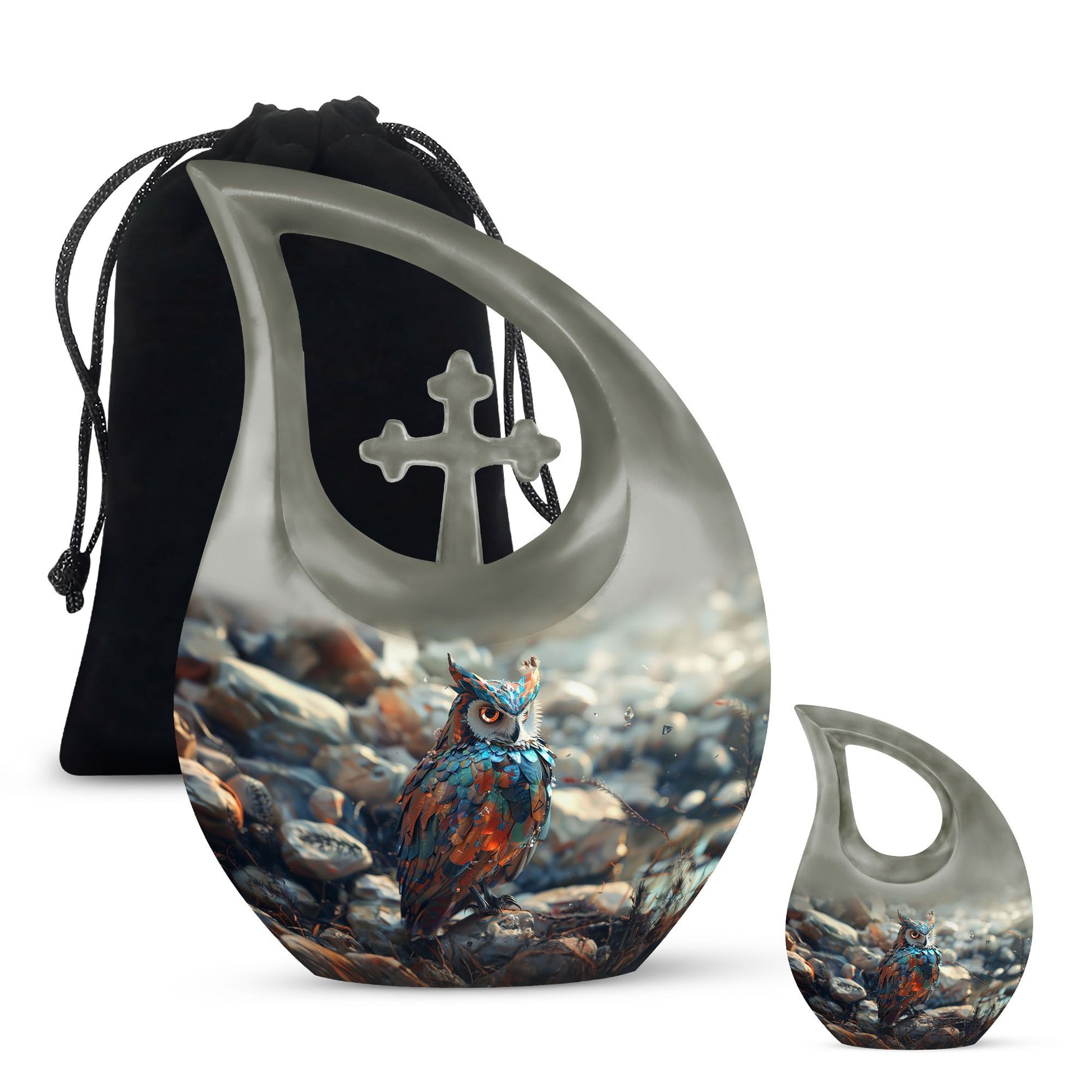 Owl Theme Large Urn With 1 Keepsake Urn