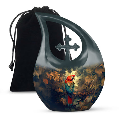 Macaw Parrot Theme Large Urn 10 Inch