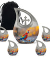 Macaw Parrot Theme Large Urn With 4 Keepsake Urn