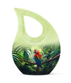 10-inch Macaw Parrot Urn with Cross Drop design, ideal for adult companion memorial urns