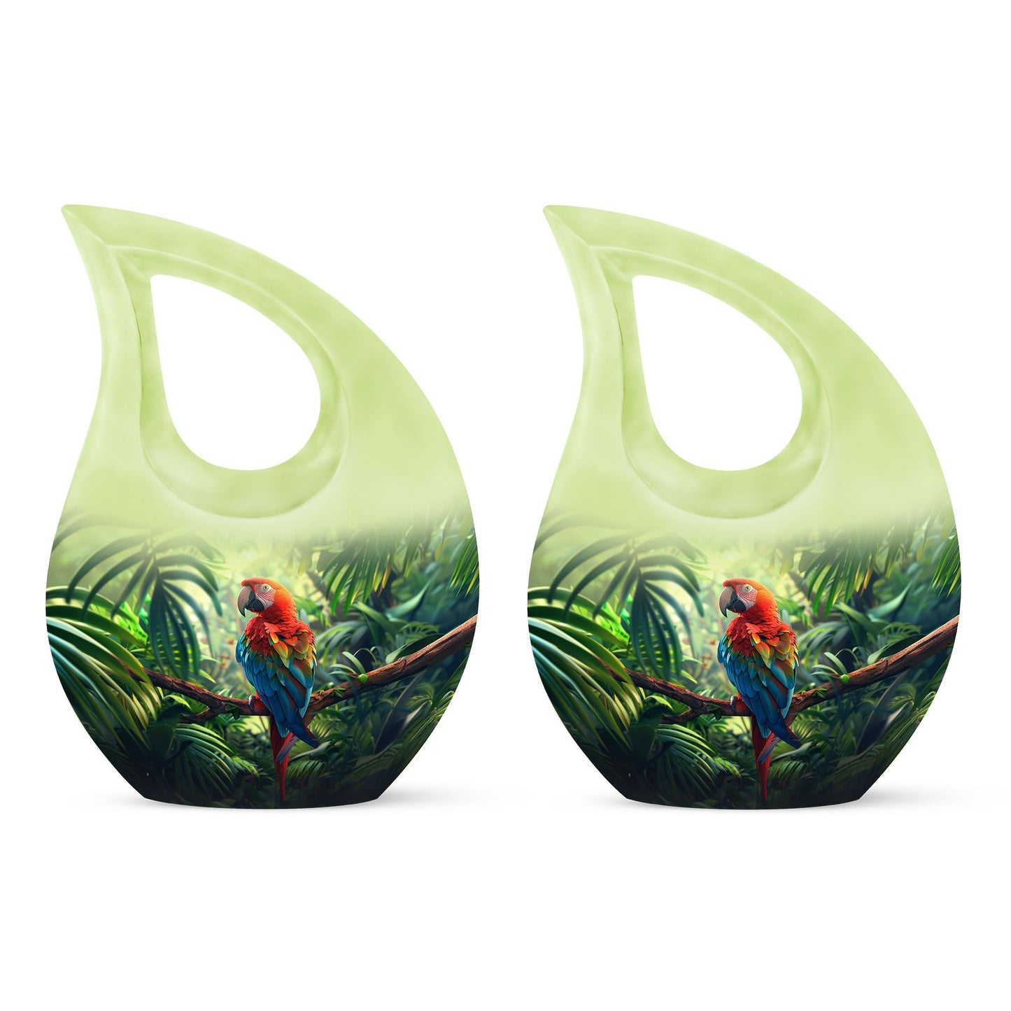10-inch Macaw Parrot Urn with Cross Drop design, ideal for adult companion memorial urns