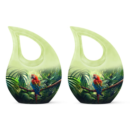 10-inch Macaw Parrot Urn with Cross Drop design, ideal for adult companion memorial urns