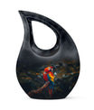 Macaw Parrot themed 10-inch Cross Drop Large Urn for adult cremation, personalized engraving