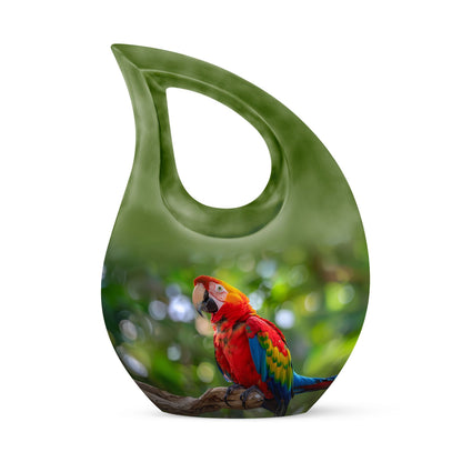 Macaw Parrot-themed urn, Large 10-inch Aluminium