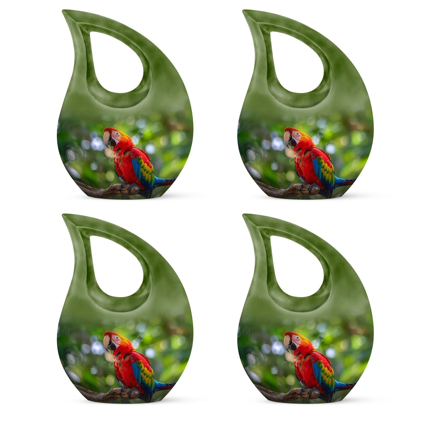 Macaw Parrot-themed urn, Large 10-inch Aluminium