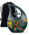 10-inch Macaw Parrot Urn with Cross Drop Design