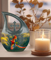 10-inch Macaw Parrot Urn with Cross Drop Design