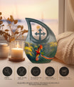 10-inch Macaw Parrot Urn with Cross Drop Design