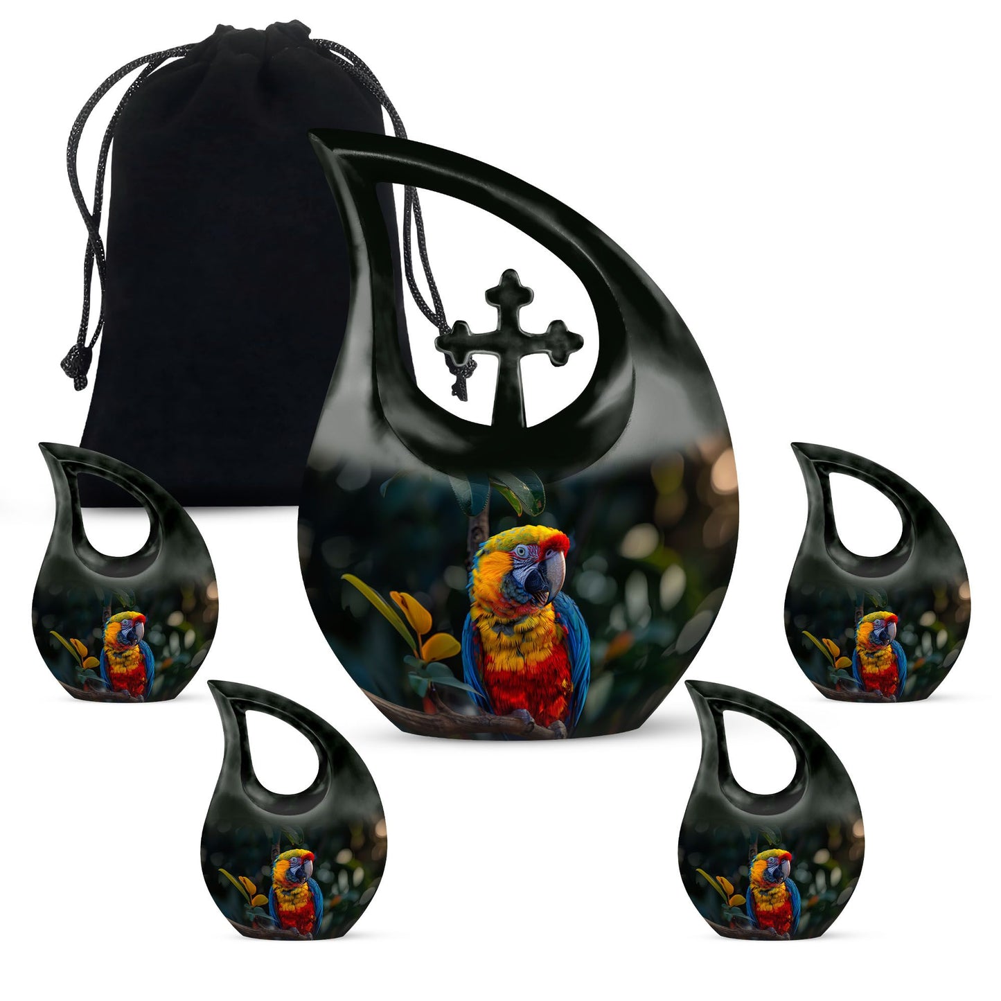 Macaw Parrot Cross Drop design urn